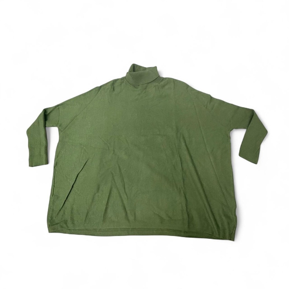 Women's Joseph A. Olive green turtleneck‎ poncho style oversized sweater size M